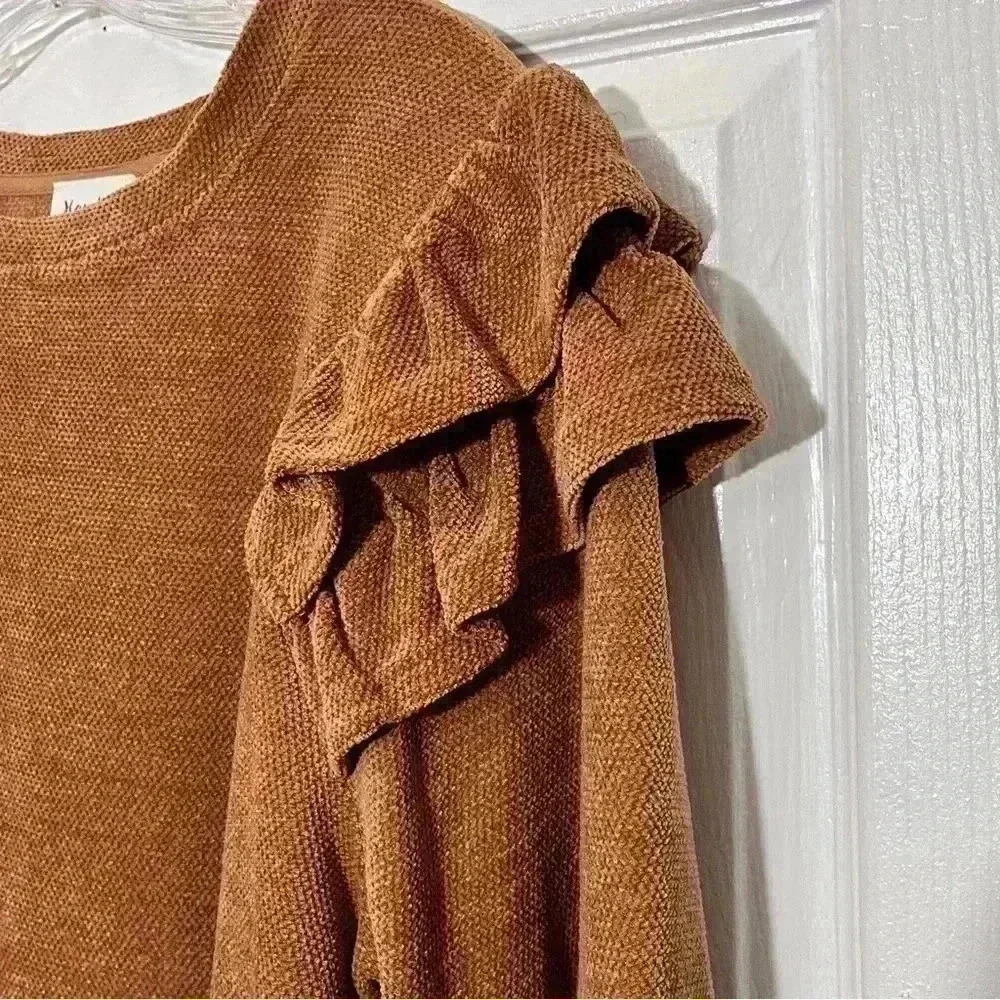 NWOT HAYDEN L.A. Ruffle Shoulder Caramel Knit Top | size 1XL - Picture 2 of 7